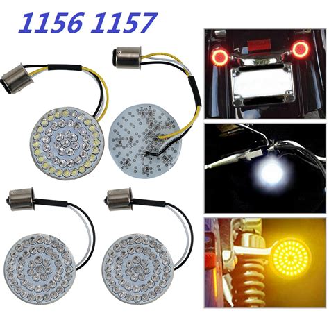4x Bullet Front 1157 And Rear 1156 Led Turn Signal Light Inserts Amber