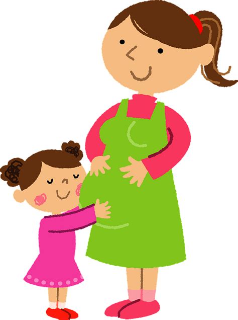 Daughter Is Hugging Pregnant Mother Clipart Free Download Transparent