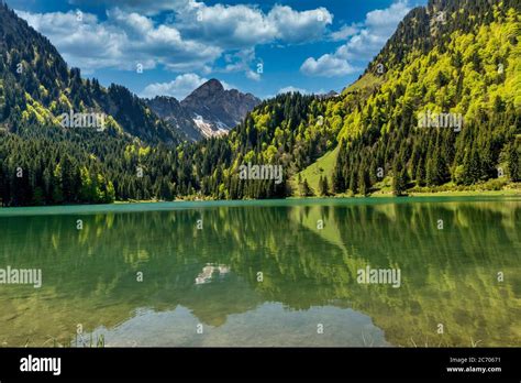 The Lake Of Plagnes Chablais French Alps Haute Savoie Auvergne