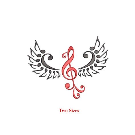 Music Notes Angel Wings Machine Embroidery Design Musical Etsy