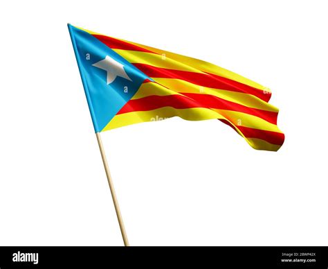 Waving Catalan Flag Isolated On White Background 3d Illustration Stock