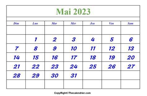 Calendrier Mai 2023 Pdf The Calendrier
