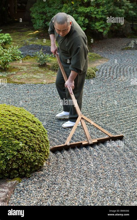 Japanese Zen Gardener Stock Photo Alamy