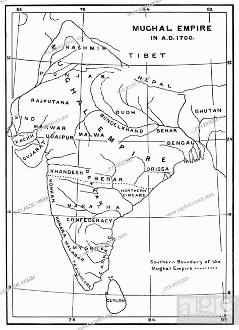 Map Of The Mughal Empire In India 1700 From Hutchinsons History Of