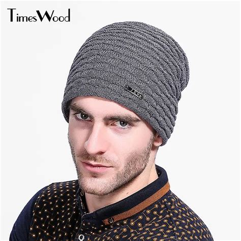 New Winter Hat Men Knitted Beanies Warm Bonnet Caps Brand Solid Thicken