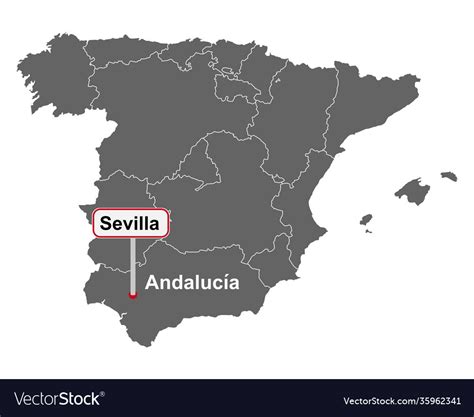 Place Name Sign Sevilla At Map Spain Royalty Free Vector