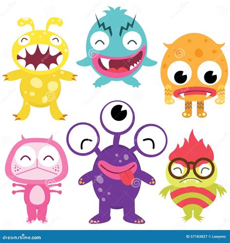 Silly Cute Monsters Set Stock Vector Illustration Of Clipart 57183827