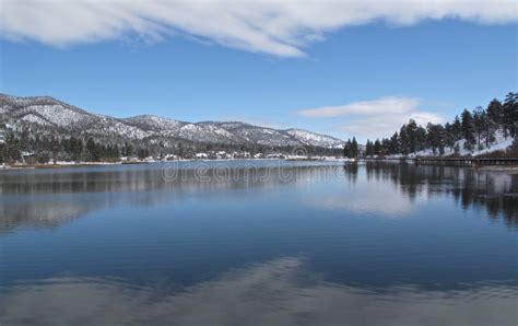 Winter Reflections In Big Bear Lake California Stock Image Image Of