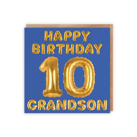 Grandson 10th Birthday Card Happy Birthday 10 Grandson Etsy Uk In