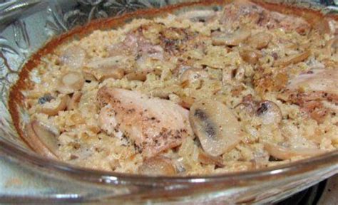 Heat the oven to 375°f. baked chicken thighs and rice with cream of mushroom soup