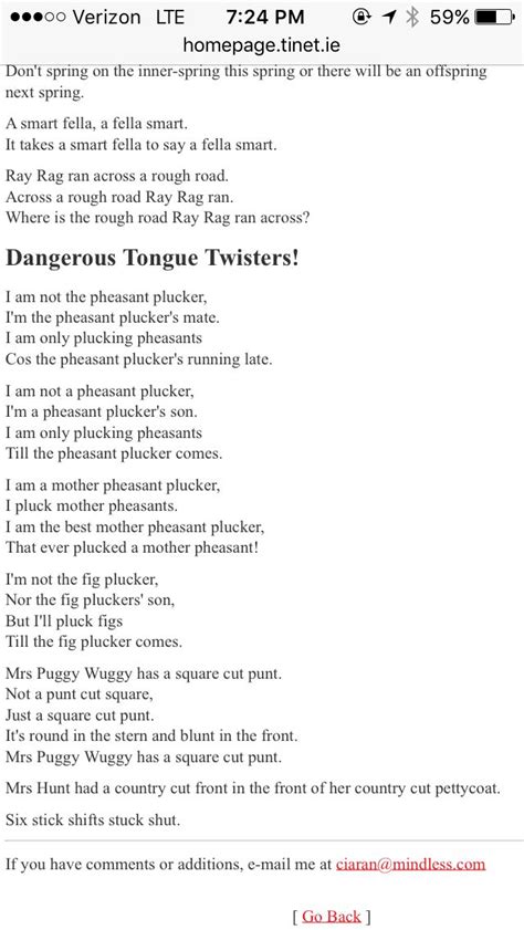Tongue Twisters Pheasant Plucker Tounge Twisters English Phrases