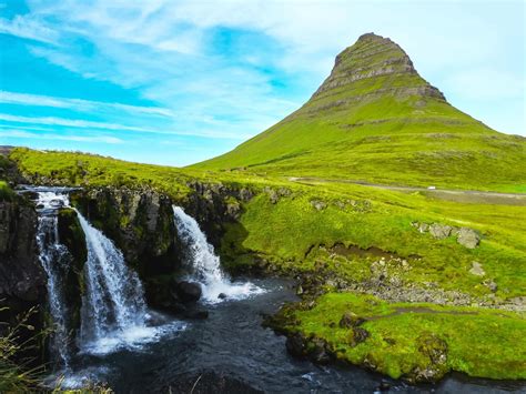 Kirkjufellsfoss Waterfall With Mt Kirkjufell In The Background 🇮🇸