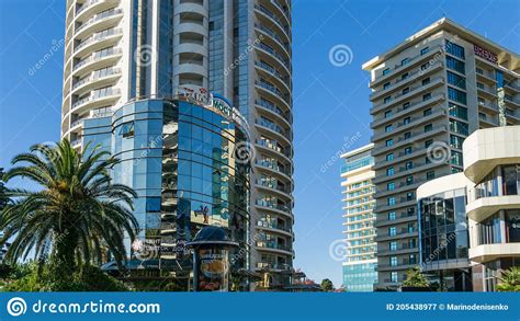 Beautiful Modern Multi Storey Residential Buildings Among Palm Trees In