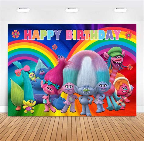 Buy Colorful Rainbow Trolls Poppy Photography Backdrop 7x5ft Vinyl