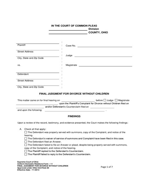 40 Free Divorce Papers Printable Templatelab 40 Free Divorce Papers