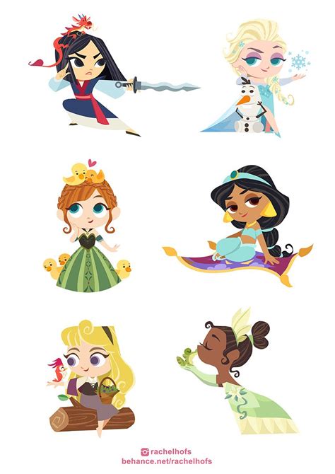 Je hebt hier alleen papier, een dunne zwarte stift of fineliner en wat. Disney Stickers on Behance (With images) | Disney princess ...