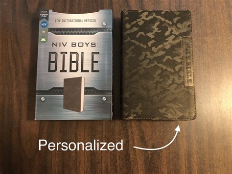 Personalized Niv Boys Bible Brown Camo Leathersoft Custom Imprinted