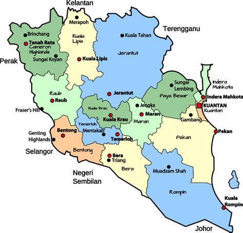 Parliamentary Map Of Pahang Malaysia Permaclipart