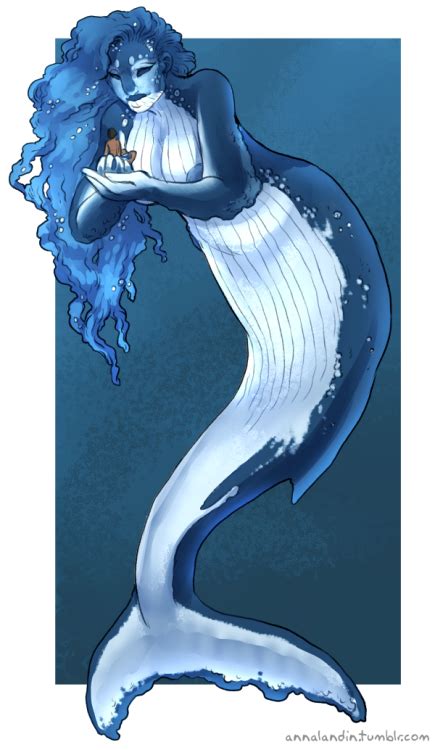 A Drawing Of A Mermaid With Blue Hair Holding An Object In Her Hand And