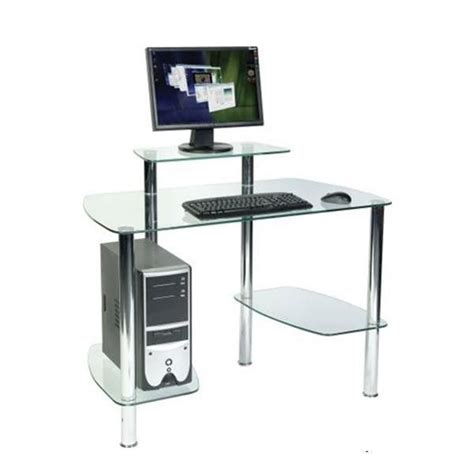 Small Modern Glass Computer Desk For Home Clear 7mm Tempered Glass Dx 8805