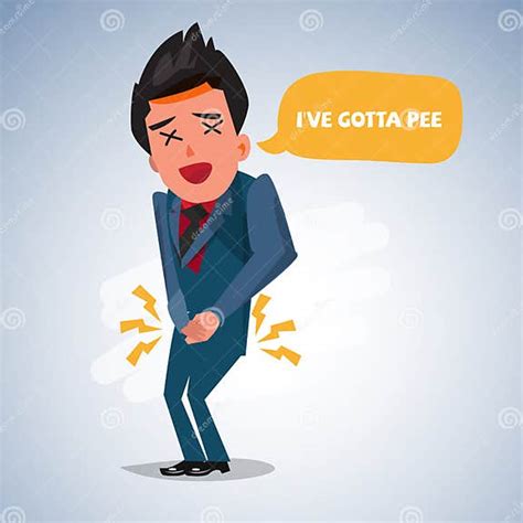 Man Needing To Urinate And Holding A Toilet Stock Illustration