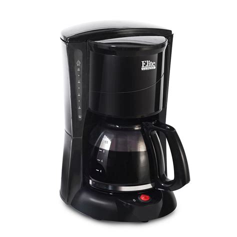 The large glass window of the 4.8 cu. Elite Elite Cuisine EHC-2055 10-Cup Coffee Maker ...