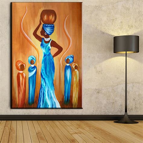 Canvas Art Pictures Home Decor Abstract African Women In Red Figure