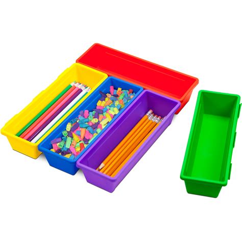 Pencil Trays Assorted Colors Set Of 5 Storage And Equipment Eai