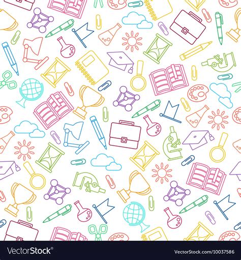 Seamless Pattern Color School Supplies Royalty Free Vector
