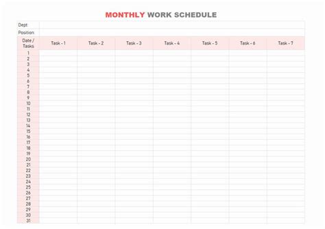 Free Editable Monthly Schedule Template Excel Templateral Regarding