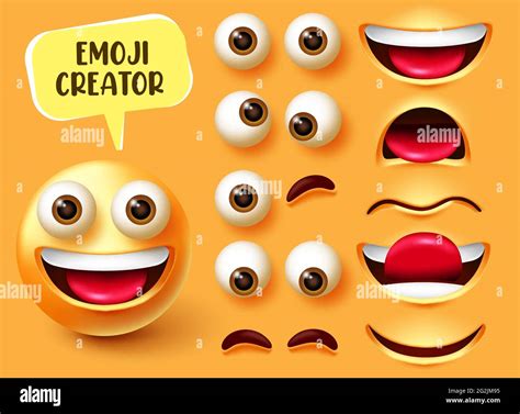 Emoji Creator Vector Set Design Smiley 3d Character Kit With Editable