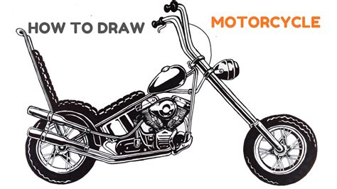 How To Draw A Chopper Motorcycle Youtube