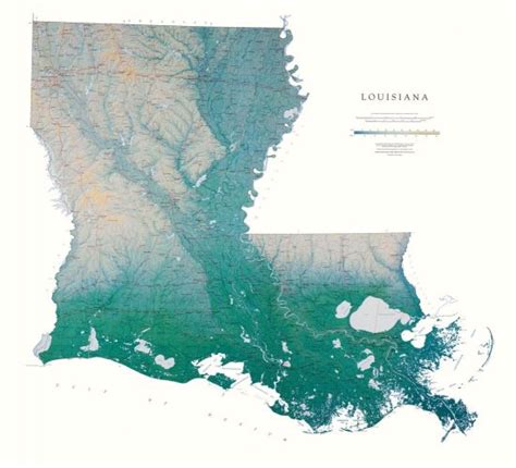 Louisiana Physical Wall Map By Raven Maps