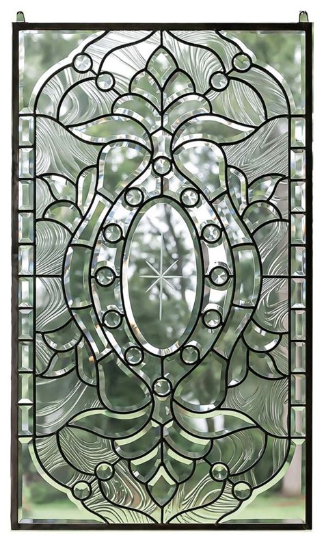 20 X 34 All Clear Stained Glass Beveled Window Panel Victorian