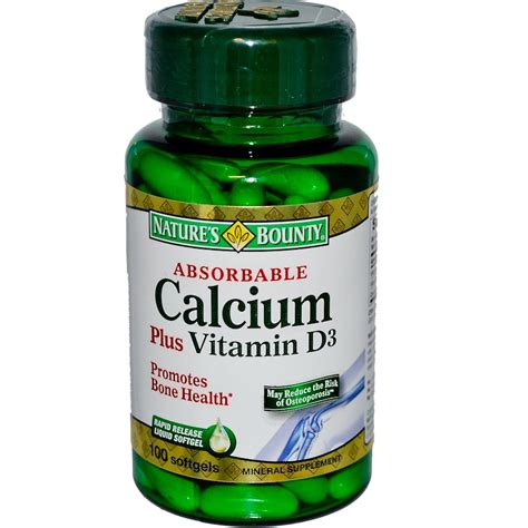 Natures Bounty Absorbable Calcium Plus Vitamin D3 100 Softgels Iherb