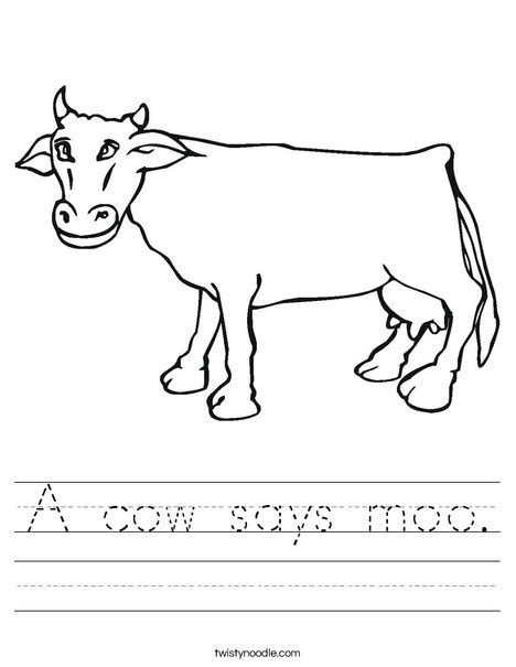 A Cow Says Moo Worksheet Twisty Noodle