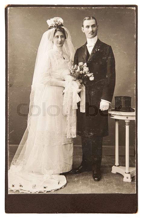 Vintage Wedding Photo Just Married Couple Stock Image Colourbox
