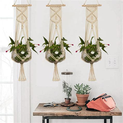 Eeekit 3 Pack Macrame Plant Hanger Indoor Outdoor Hanging Planter