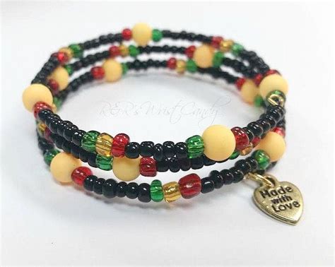 Jamaicajamaican Braceletjamaican Jewelryrasta Jewelrymemory Wire Bracelet Stretchyhandmade