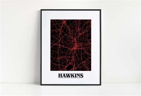 Stranger Things Hawkins Indiana Map Poster Movie Print Etsy Australia