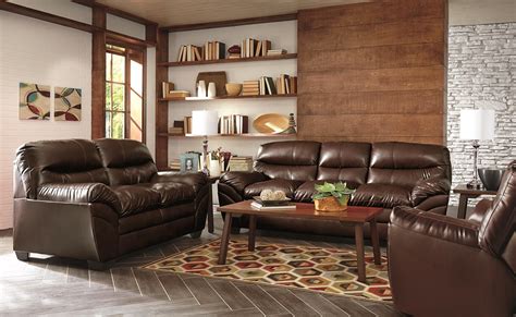 Tassler Classic Brown Bonded Leather Living Room Furniture
