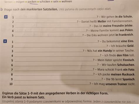 Familien In Deutschland Sprawdzian Klasa 7 - Daje 30 pkt. Niemiecki. Ułóż pytania do zaznaczonych części zdań