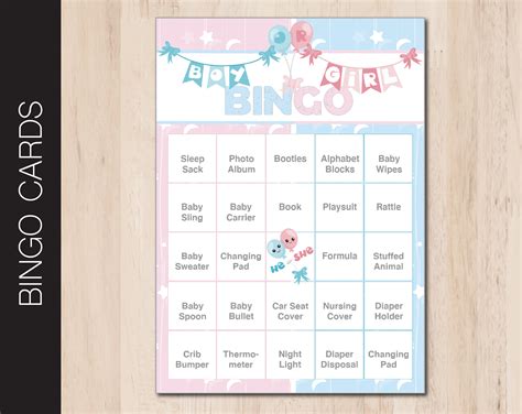 Printable Gender Reveal Bingo Game Baby Shower Bingo Boy Or Etsy