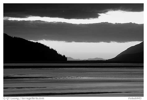 Black And White Picturephoto Fjord At Sunset Turnagain Arm Alaska Usa