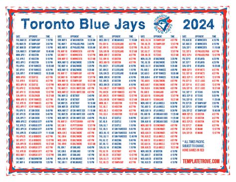 Printable 2024 Toronto Blue Jays Schedule