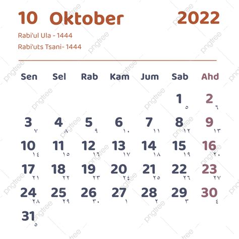 Gambar Kalender Oktober 2022 Dengan Gaya Masehi Dan Hijriah 2022