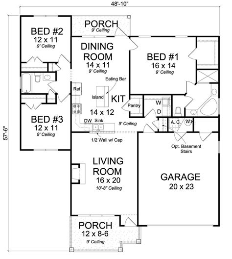 Cottage Style House Plan 3 Beds 2 Baths 1570 Sqft Plan 513 2089