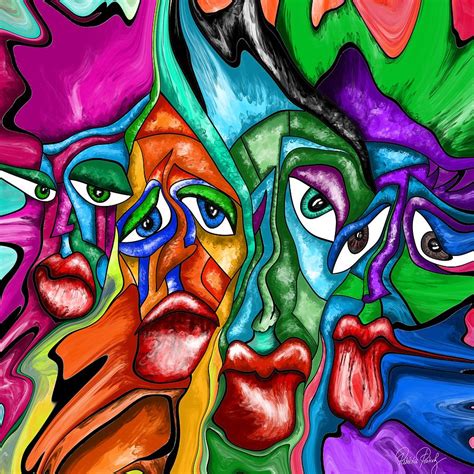 Faces Abstract Painting Fluid Painting Painting By Patricia Piotrak