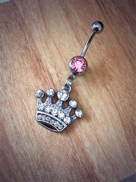 Rhinestone Crown Belly Ring Queen Belly Ring Princess Rhinestone Girly Belly Ring Crown Naval