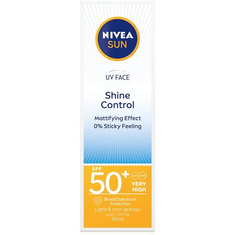 Nivea Sun Uv Shine Control Spf50 Sun Mattifying Face Sunscreen 50ml